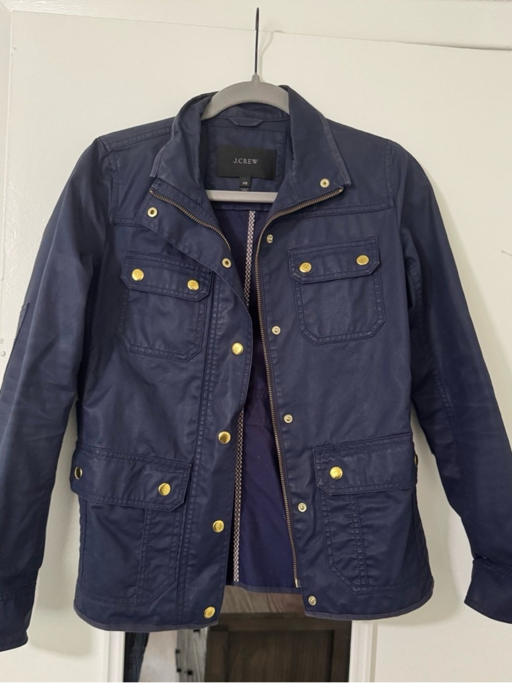 J. Crew Navy Utility Field Jacket with Gold Hardware